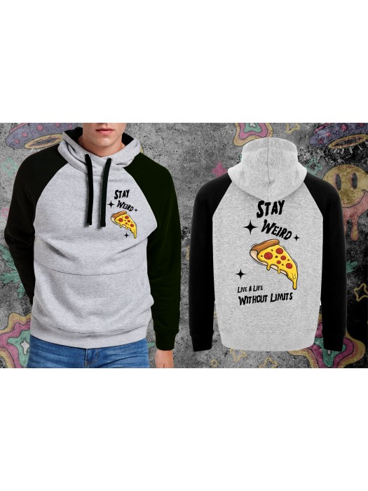 Суичър Oversize двуцветен Stay Weird - Pizza Lover